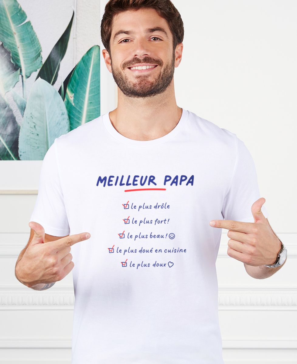 T-shirt homme Meilleur Papa Liste - Cadeaux Papa