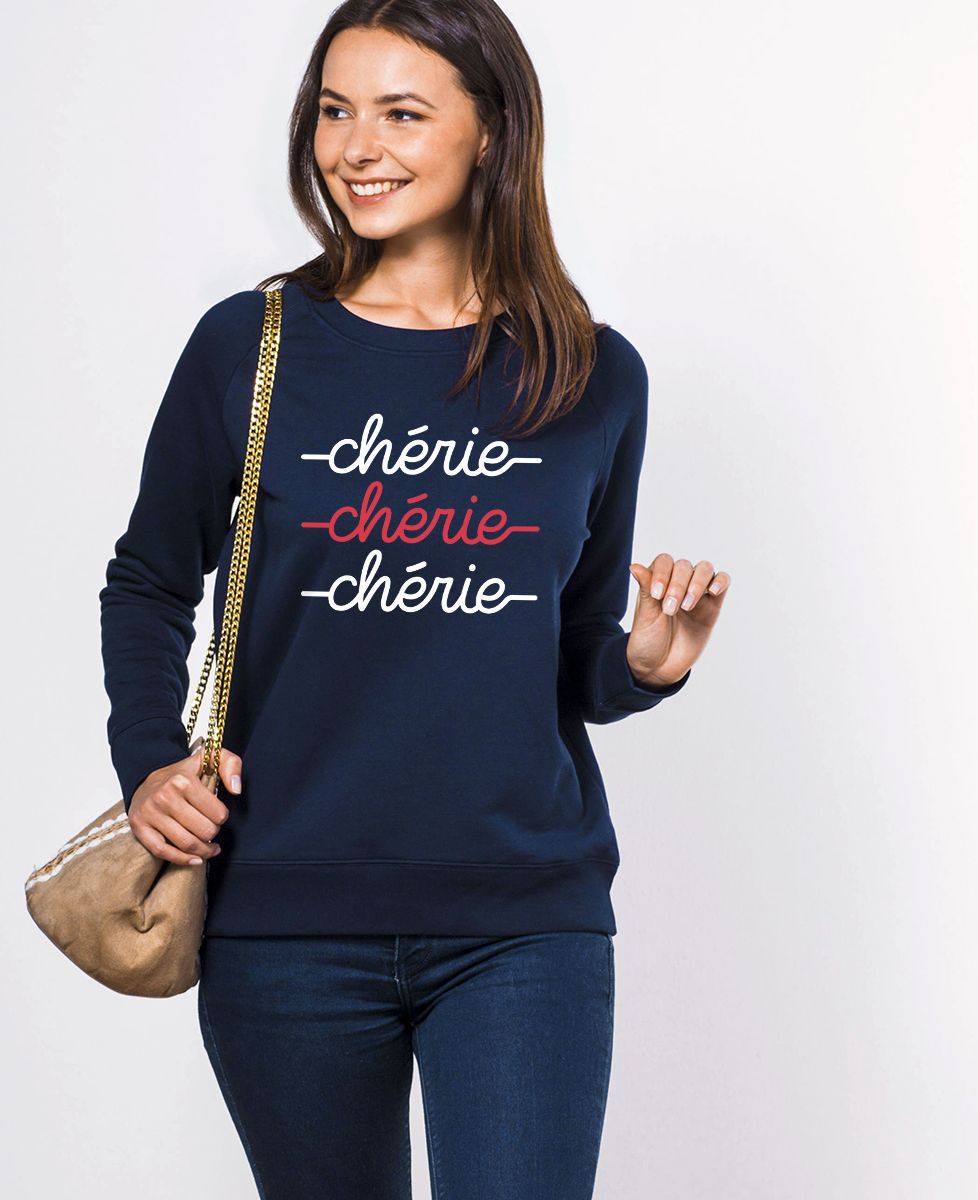 Sweatshirt femme Chérie chérie chérie