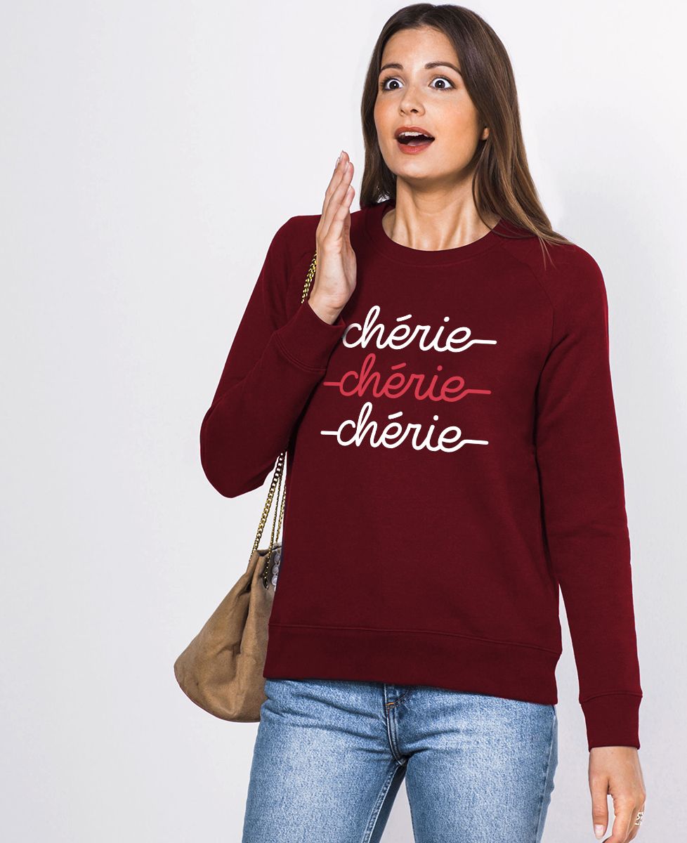 Sweatshirt femme Chérie chérie chérie