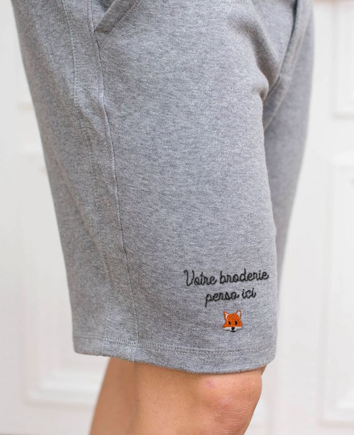 Short homme Message et picto brodés personnalisé