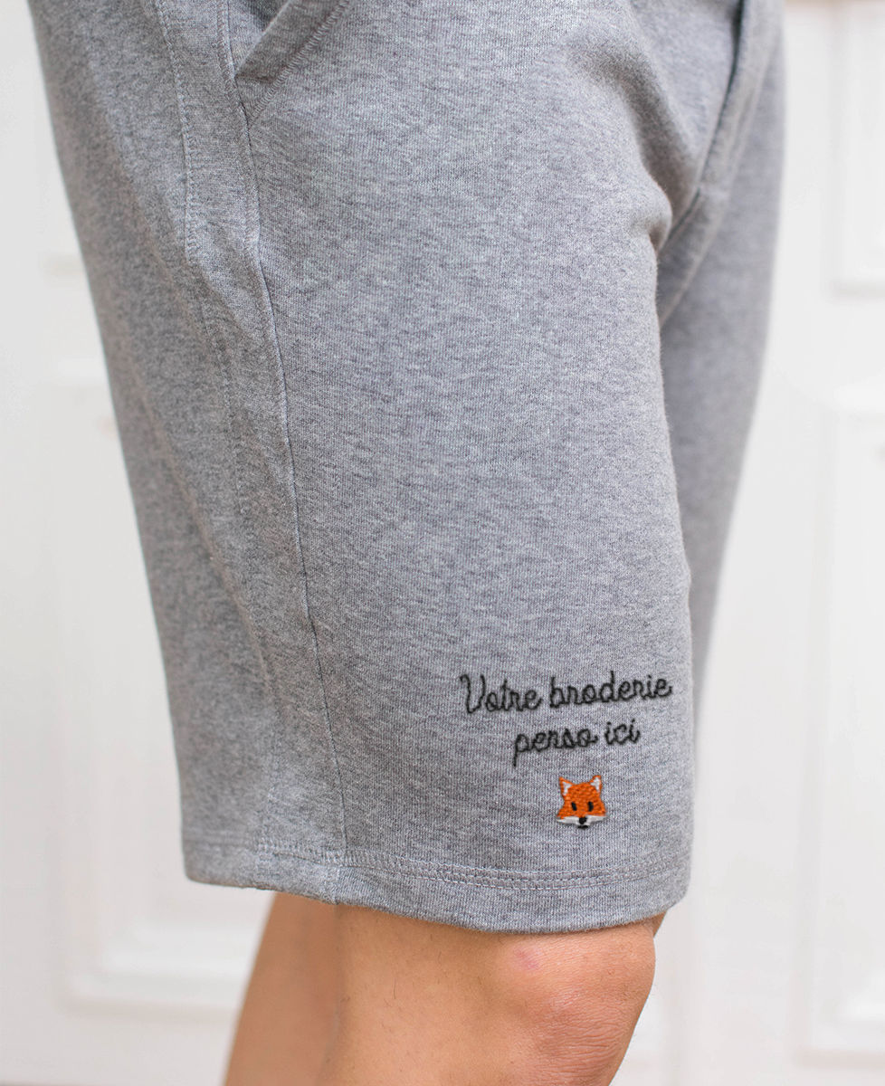 Short homme Message et picto brodés personnalisé