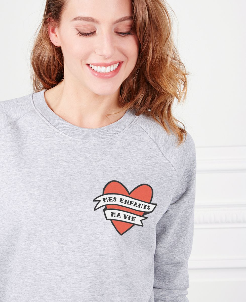 Sweatshirt femme Mes enfants Ma vie