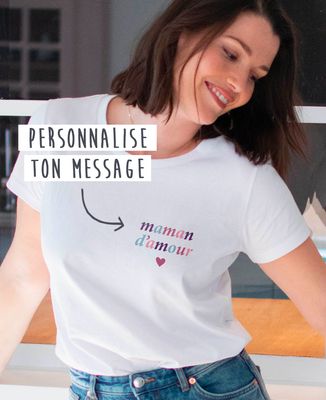 T-shirt femme Maman multicolore personnalisé - Cadeaux Maman, Cadeaux Mamie, Future Maman