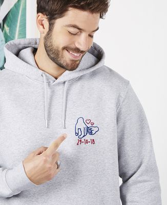 Hoodie homme Date de naissance brodé personnalisée - Cadeaux Papa, Cadeaux Maman, Future Maman