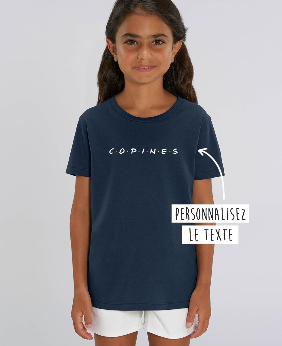 T-shirt Fille Personnalisable Avec Nom Et Année Scolaire - Blanc Et Rose, 100% Coton