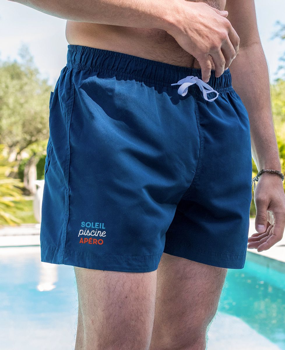 Short de bain Soleil piscine apéro (brodé)