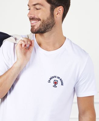 T-shirt homme Ça mérite un rouge (brodé) - Apéro