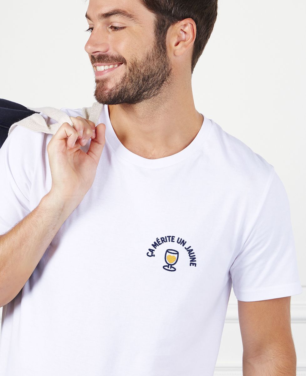 T-shirt homme Ça mérite un jaune (brodé) - Apéro