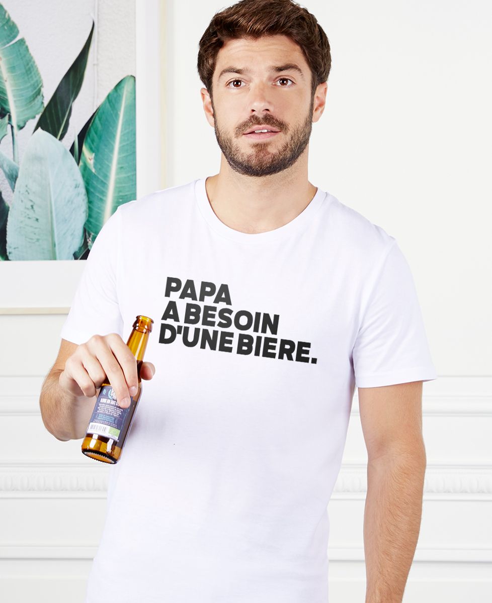 T-shirt homme Papa a besoin d'une bière - Cadeaux Papa, Apéro