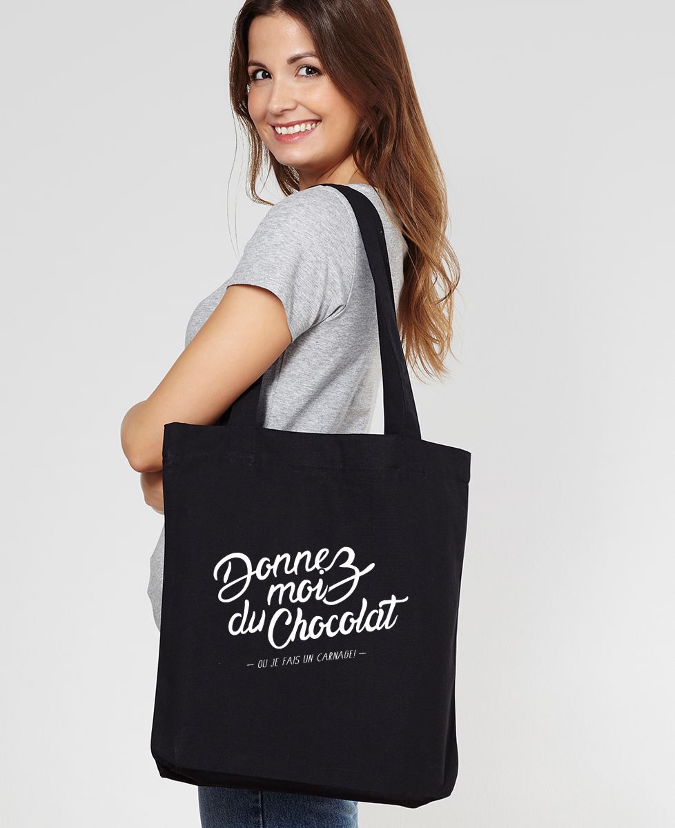 Tote bag Donnez moi du chocolat