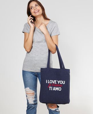 Tote bag I love you, je t'aime, ti amo