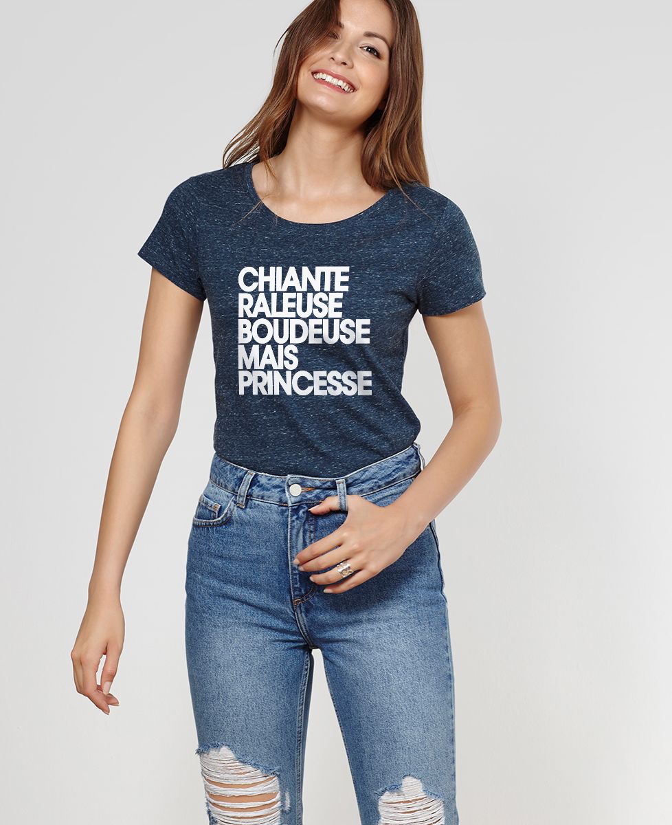 T-Shirt femme Chiante râleuse boudeuse mais princesse