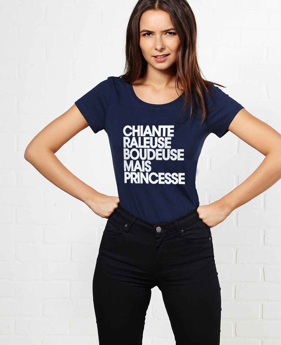 T-Shirt femme Chiante râleuse boudeuse mais princesse