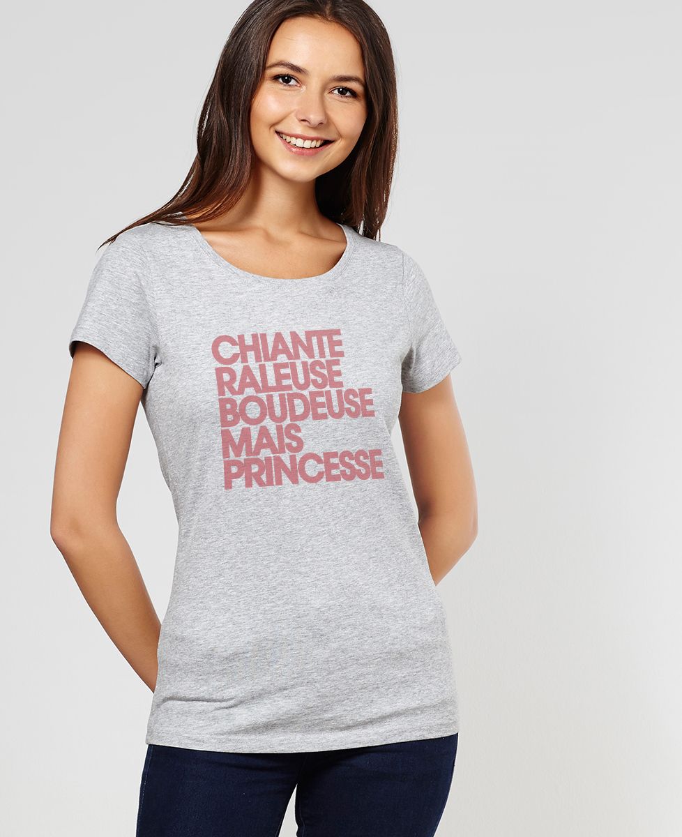 T-Shirt femme Chiante râleuse boudeuse mais princesse