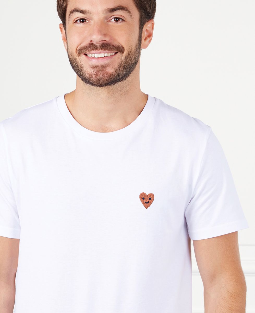 T-shirt homme Coeur smiley (brodé) - Cadeaux Couple