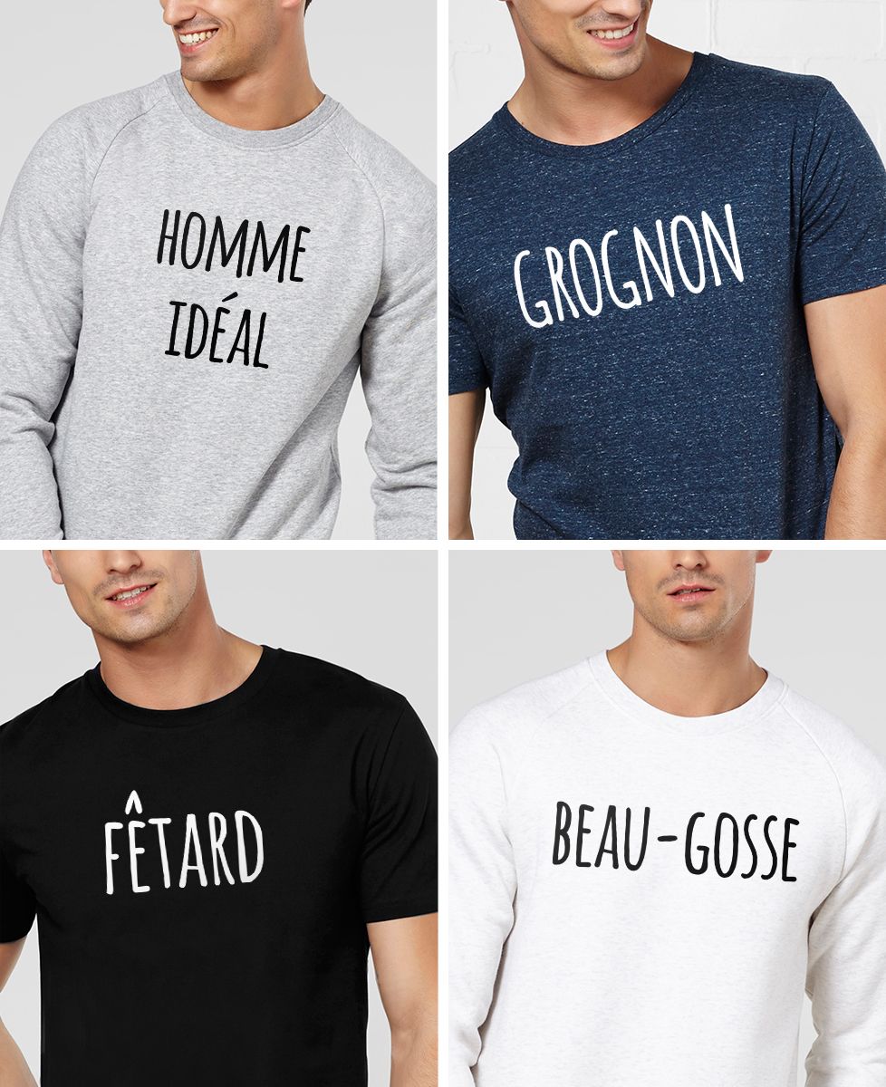 T-Shirt homme Message imprimé personnalisé - Manuscrit