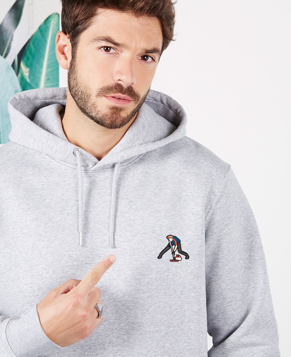 Hoodie homme Curling (brodé) - Sport