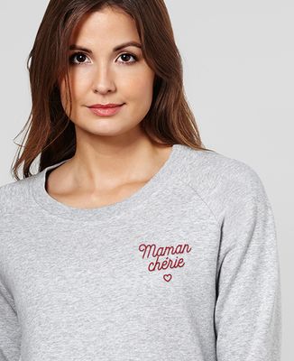 Sweatshirt femme Maman chérie brodé