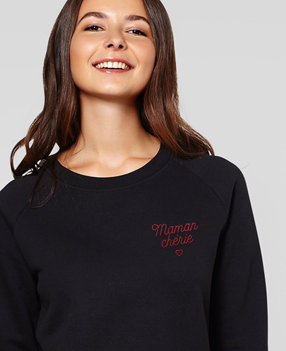 Sweatshirt femme Maman chérie brodé