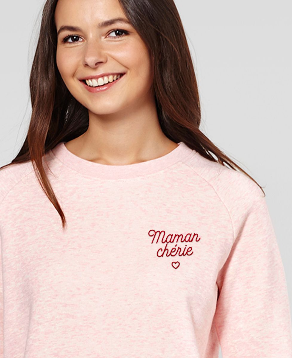 Sweatshirt femme Maman chérie brodé