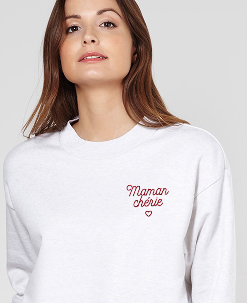 Sweatshirt femme Maman chérie brodé