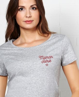 T-Shirt femme Maman chérie brodé